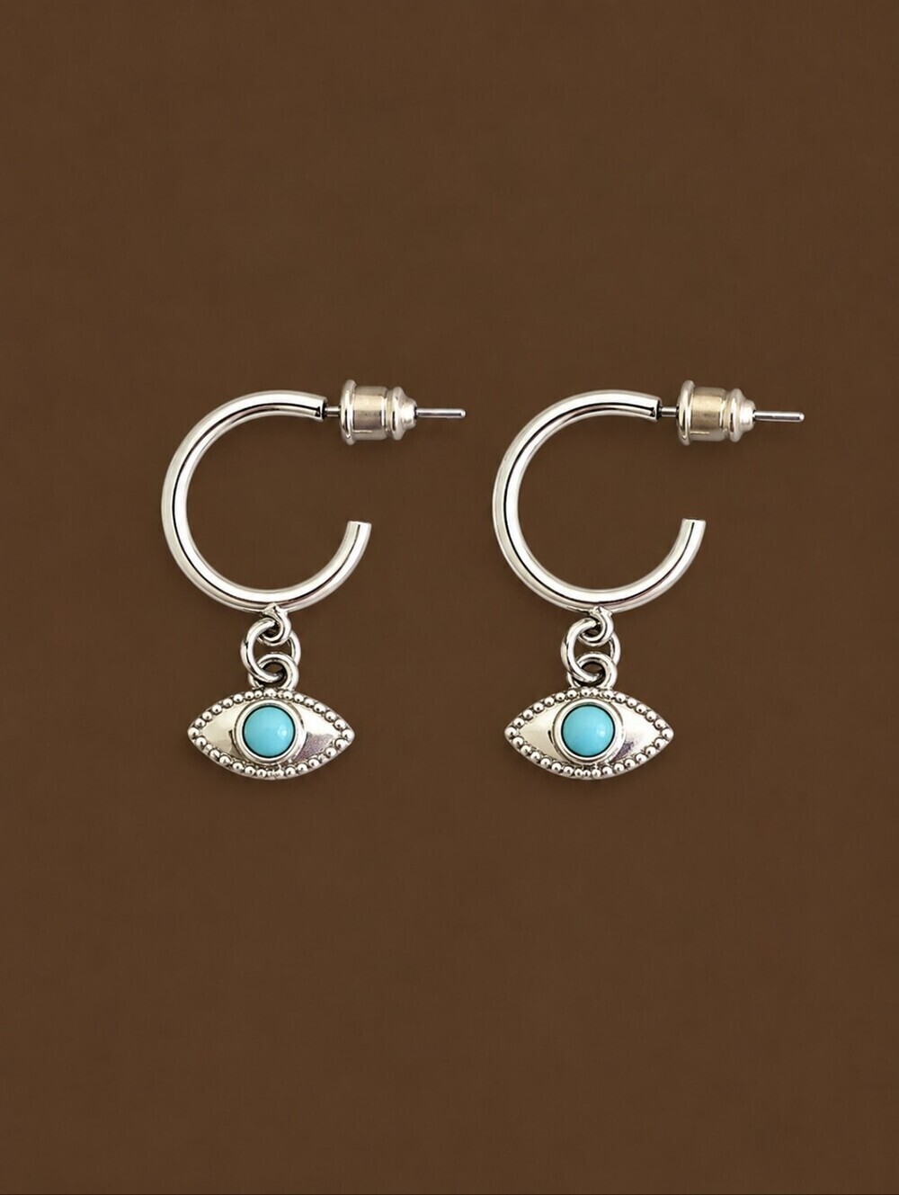 3/$30 Goddess Evil Eye Hoop Post Earrings